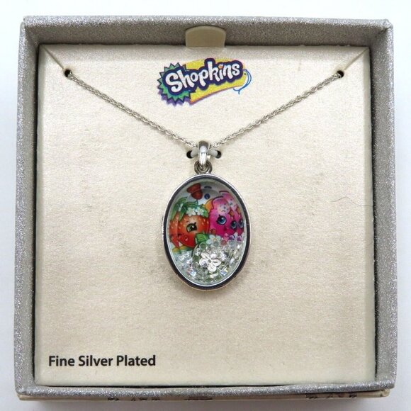 Shopkins Fine Plated Silver Character Crystal Enclosed Pendant Charm Necklace - Picture 5 of 5